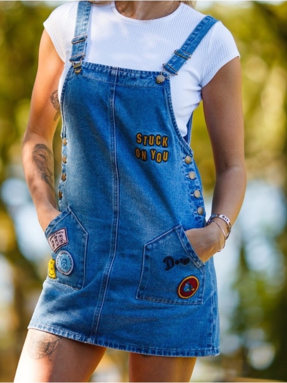 Disney Pixar x Forever 21 Finding Dory Denim Overall Mini Dress - Size M